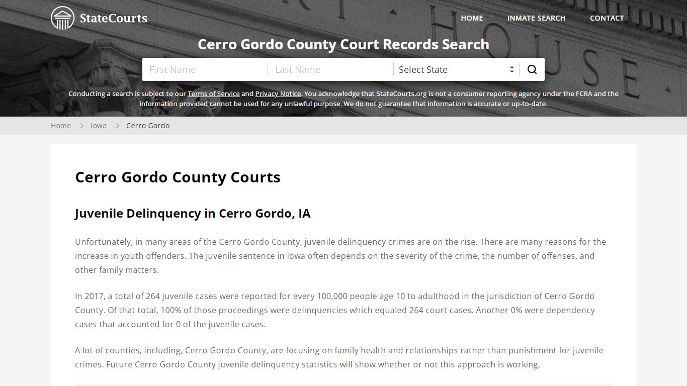 Cerro Gordo County, IA Courts - Records & Cases - StateCourts